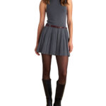 Attrattivo γυναικείο αμάνικο μίνι πλεκτό φόρεμα 9P22953