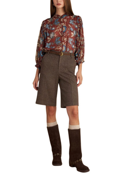 Attrattivo γυναικεία ψηλόμεση τουίντ βερμούδα 9921569