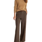 Attrattivo γυναικείο ψηλόμεσο τουίντ παντελόνι με ζώνη 9921570