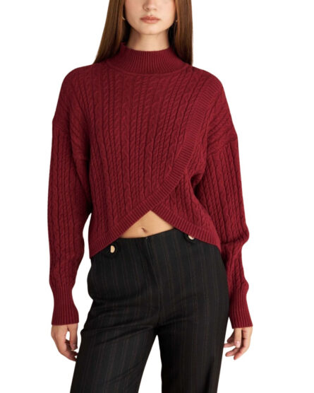 Attrattivo γυναικεία πλεκτή ασύμμετρη μπλούζα 9P22085C