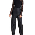 Attrattivo γυναικείο παντελόνι δερματίνης barrel 9921528