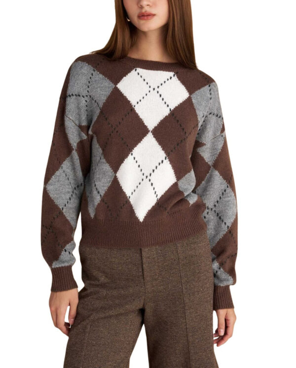 Attrattivo γυναικεία πλεκτή μπλούζα με ρόμβους 9P22976 Attrattivo γυναικεία πλεκτή μπλούζα με ρόμβους 9P22976