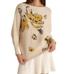 Attrattivo γυναικεία πλεκτή μπλούζα με σχέδιο 9P23123