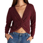 Attrattivo γυναικείο λούρεξ τοπ με κόμπο 92308293