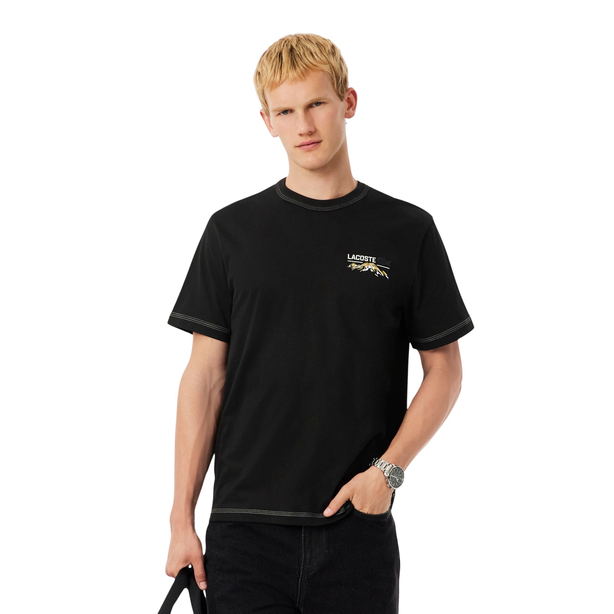 Lacoste ανδρικό ζέρσεϊ t-shirt με τύπωμα 3TH5825