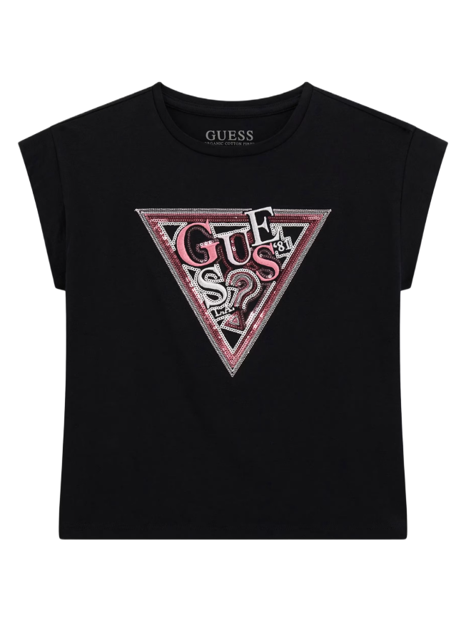 Guess παιδικό αμάνικο t-shirt λογότυπο με παγιέτες για κορίτσι J5YI04K6YW4