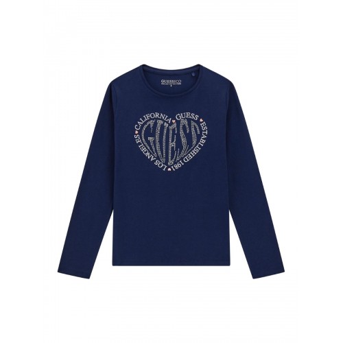 Guess παιδικό t-shirt με σχέδιο και στρας για κορίτσι J5YI38K6YW4