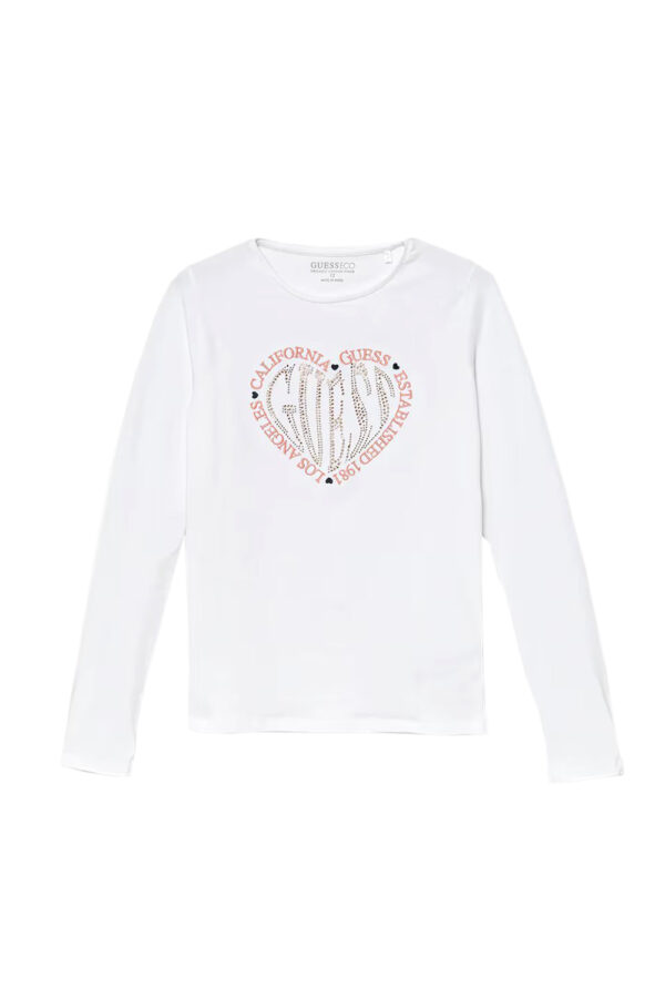 Guess παιδικό t-shirt με σχέδιο και στρας για κορίτσι J5YI38K6YW4 Guess παιδικό t-shirt με σχέδιο και στρας για κορίτσι J5YI38K6YW4
