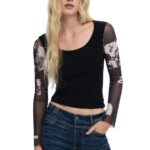 Desigual γυναικεία μπλούζα με μανίκια σιφόν 25WWTK30