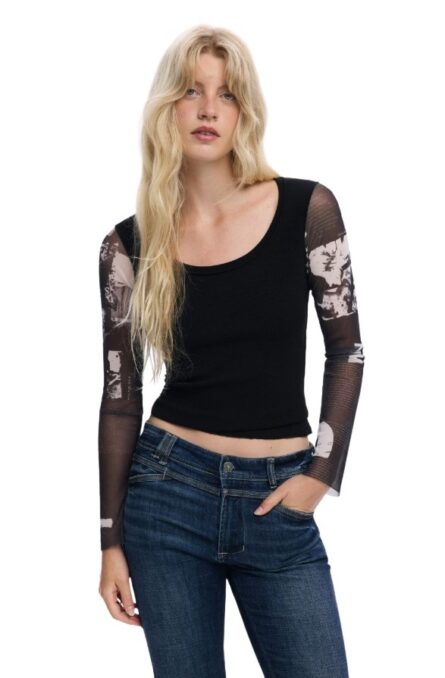 Desigual γυναικεία μπλούζα με μανίκια σιφόν 25WWTK30