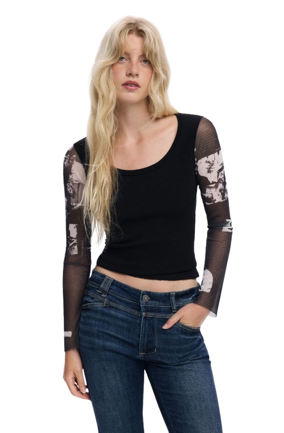 Desigual γυναικεία μπλούζα με μανίκια σιφόν 25WWTK30