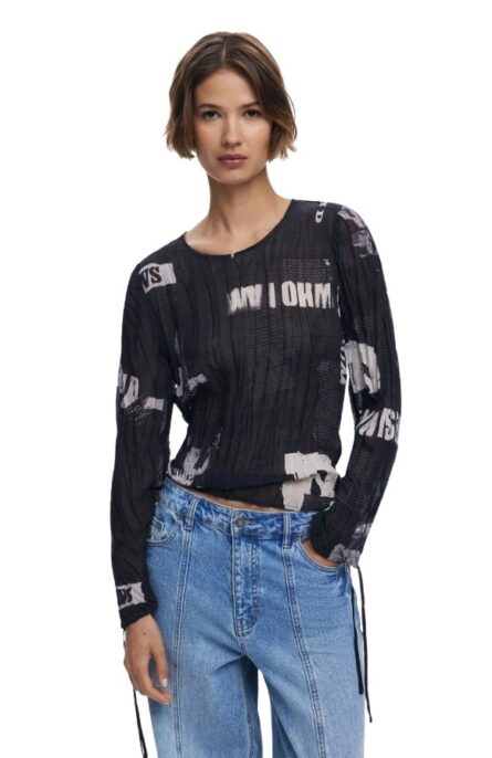 Desigual γυναικεία πλισέ μπλούζα μακρυμάνικη 25WWBW04