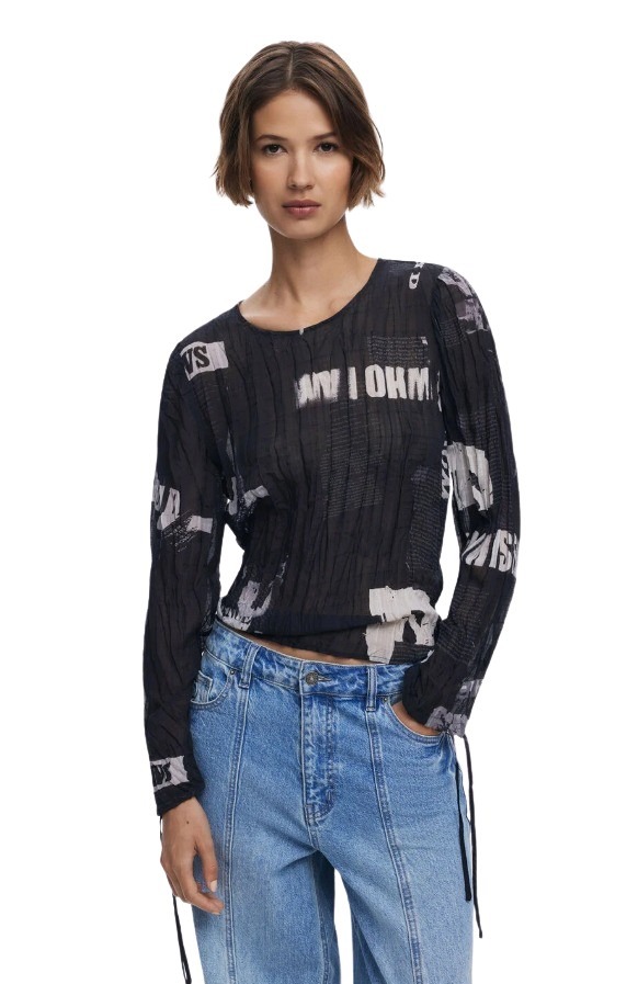Desigual γυναικεία πλισέ μπλούζα μακρυμάνικη 25WWBW04