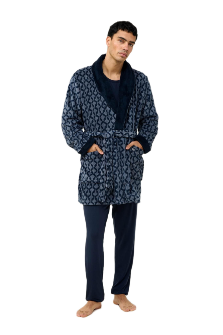 Vamp ανδρική σταυρωτή fleece ρόμπα εμπριμέ 23780