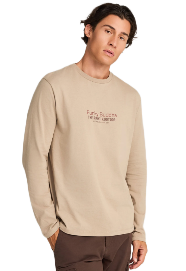 Funky Buddha ανδρική μακρυμάνικη μονόχρωμη μπλούζα FBM012-003-07