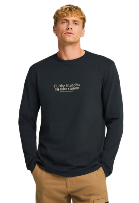 Funky Buddha ανδρική μακρυμάνικη μονόχρωμη μπλούζα FBM012-003-07