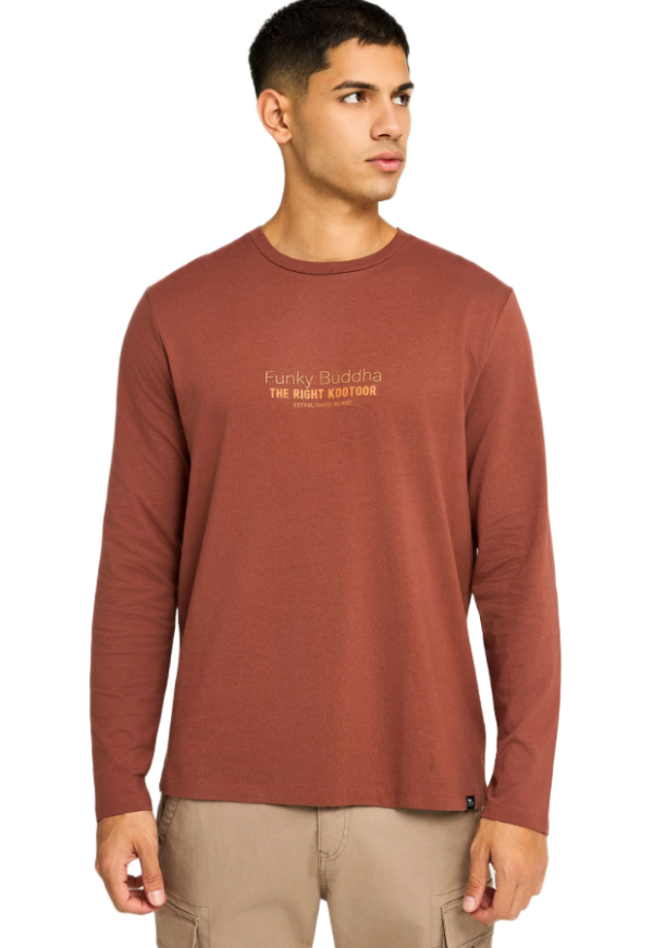 Funky Buddha ανδρική μακρυμάνικη μονόχρωμη μπλούζα FBM012-003-07