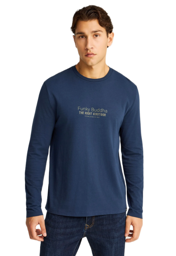 Funky Buddha ανδρική μακρυμάνικη μονόχρωμη μπλούζα FBM012-003-07