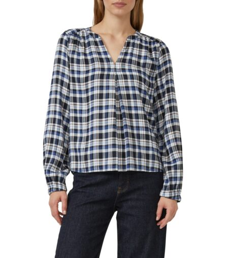 S'Oliver γυναικεία καρό μπλούζα με πιέτα 2170017