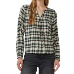 S'Oliver γυναικεία καρό μπλούζα με πιέτα 2170017