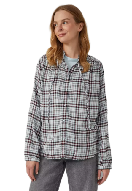 S'Oliver γυναικείο πουκάμισο καρό με γιακά βολάν 2170032