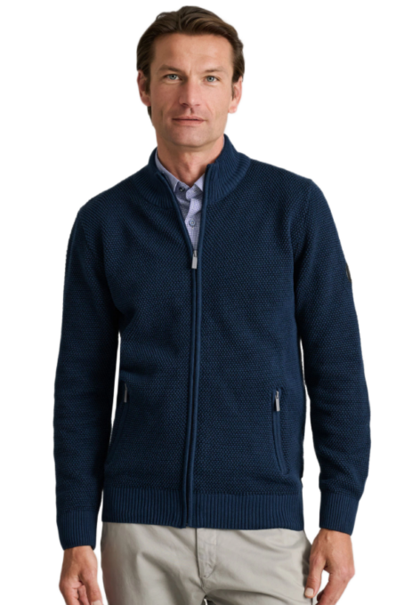 Navy & Green ανδρική πλεκτή ζακέτα με φερμουάρ 24YM.996/GZ.2