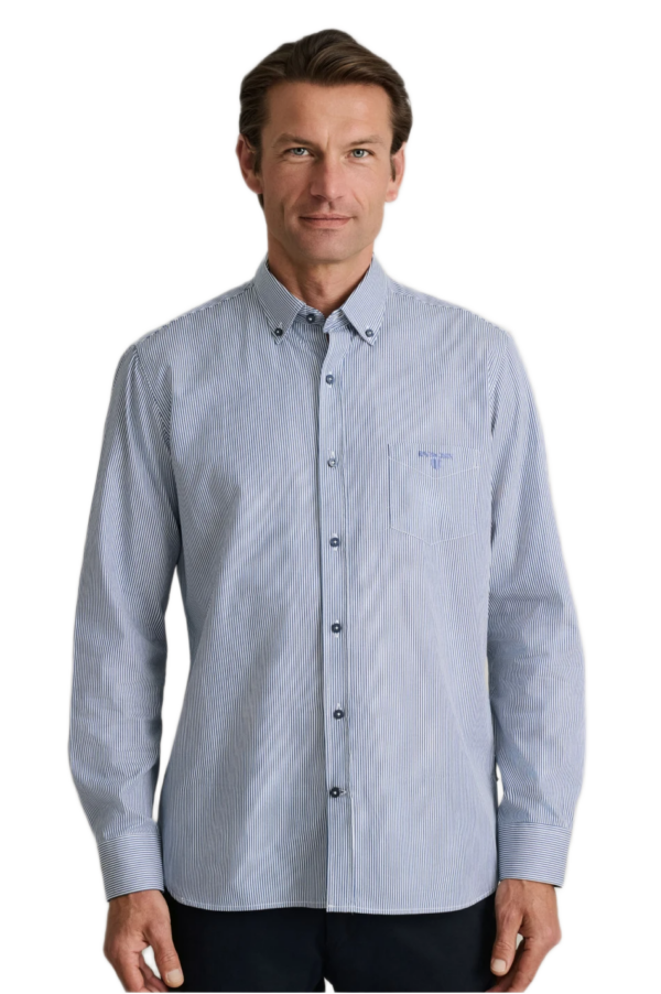 Navy & Green ανδρικό ριγέ πουκάμισο comfort fit 24NG.BX128/1B.4/R