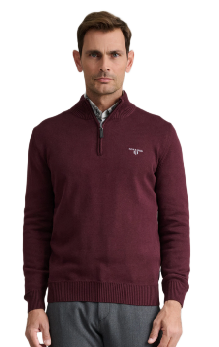 Navy & Green ανδρική πλεκτή μπλούζα με φερμουάρ 24YM.1027/LZ