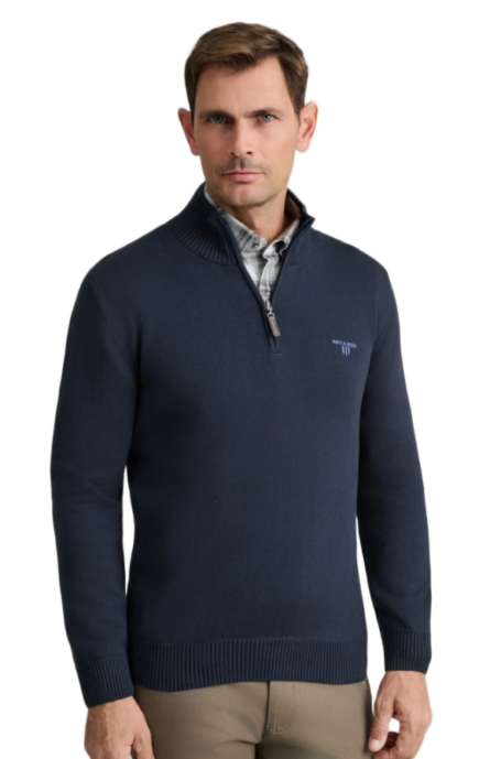 Navy & Green ανδρική πλεκτή μπλούζα με φερμουάρ 24YM.1027/LZ