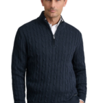 Navy & Green ανδρική πλεκτή μπλούζα με σχέδιο και φερμουάρ 24YM.987/LZ.1