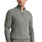 Navy & Green ανδρική πλεκτή μπλούζα με σχέδιο και φερμουάρ 24YM.987/LZ.1