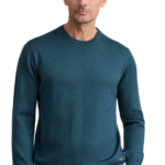 Navy & Green ανδρική πλεκτή μπλούζα από μαλλί merinos 24YM.1014/R