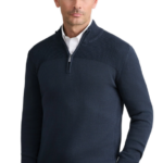 Navy & Green ανδρική πλεκτή μπλούζα με σχέδιο και φερμουάρ 24YM.1020/1LZ