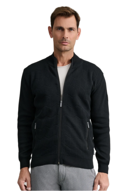 Navy & Green ανδρική βαμβακερή πλεκτή ζακέτα με φερμουάρ 24YM.1024/GZ