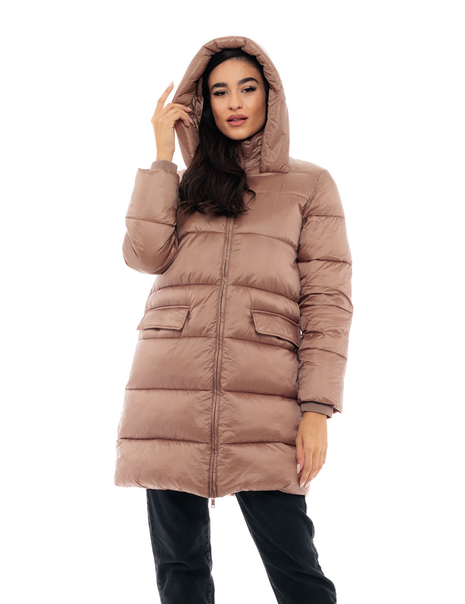 Biston γυναικείο μακρύ puffer μπουφάν με κουκούλα 48-101-020