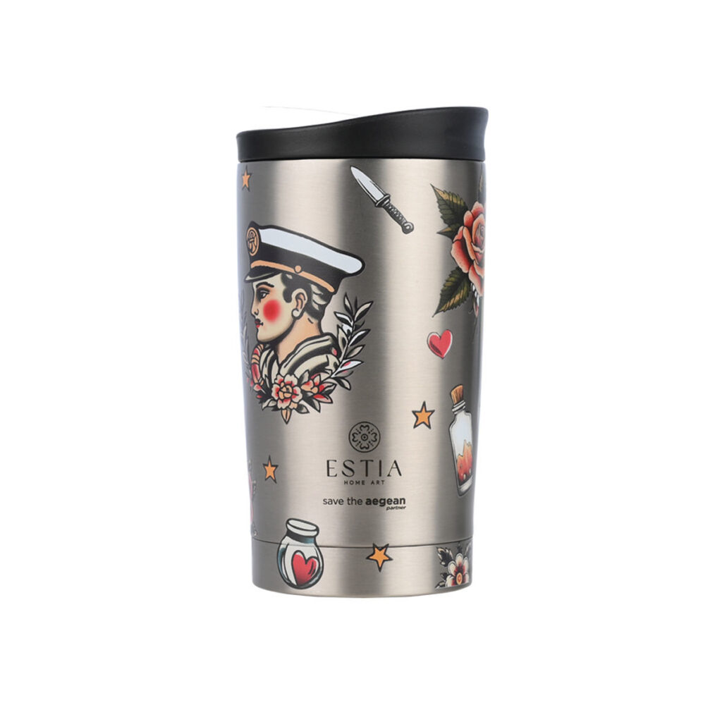Estia Travel Mug Save the Aegean 350ml Old School Ink - Ποτήρι Θερμός 01-31916