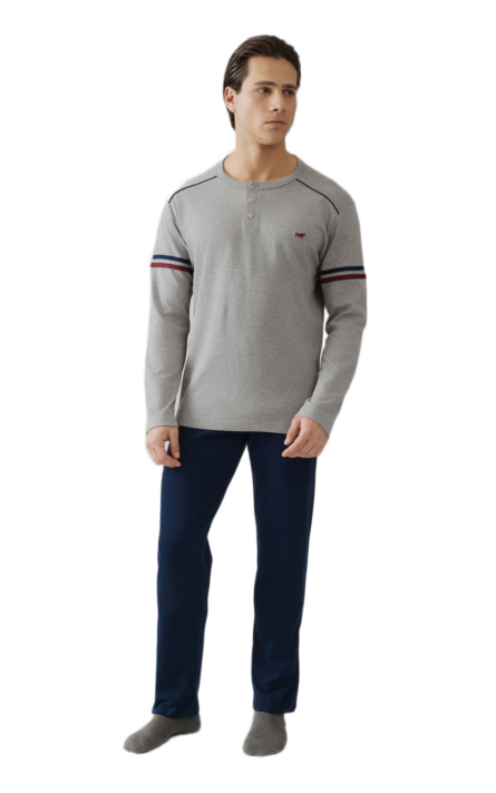 Minerva ανδρική χειμερινή πυζάμα Bull Punto Di Roma 90-71282-023