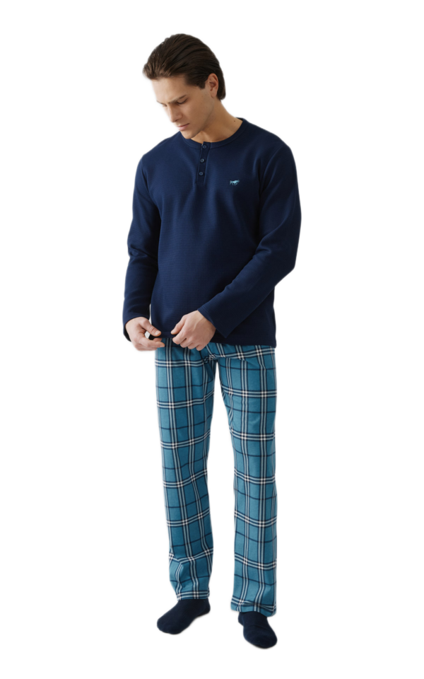 Minerva ανδρική χειμερινή πυζάμα Waffle 90-71256-100 Minerva ανδρική χειμερινή πυζάμα Waffle 90-71256-100