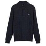 Gant ανδρικό πουλόβερ με half-zip και πλέξη κοτσίδα 3G8050603