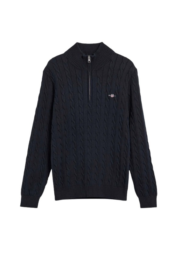 Gant ανδρικό πουλόβερ με half-zip και πλέξη κοτσίδα 3G8050603