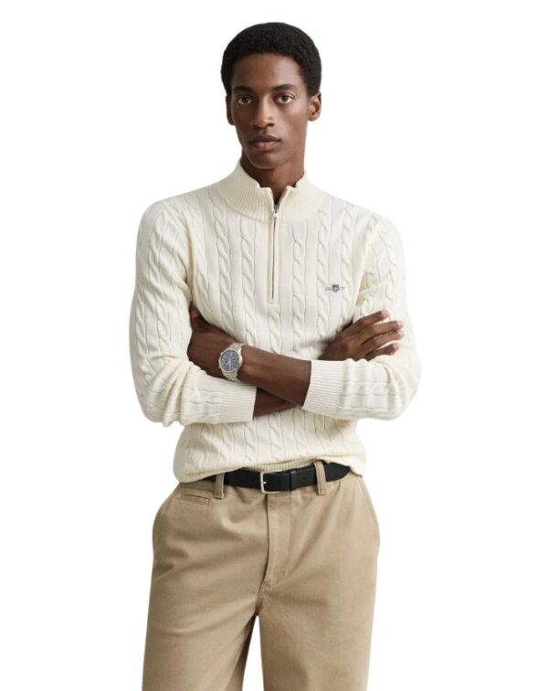 Gant ανδρικό πουλόβερ με half-zip και πλέξη κοτσίδα 3G8050603 Gant ανδρικό πουλόβερ με half-zip και πλέξη κοτσίδα 3G8050603