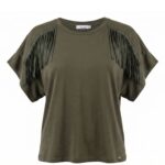 Toi & Moi γυναικείο t-shirt με suede κρόσσια 80-6787-126