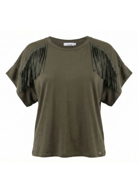 Toi & Moi γυναικείο t-shirt με suede κρόσσια 80-6787-126