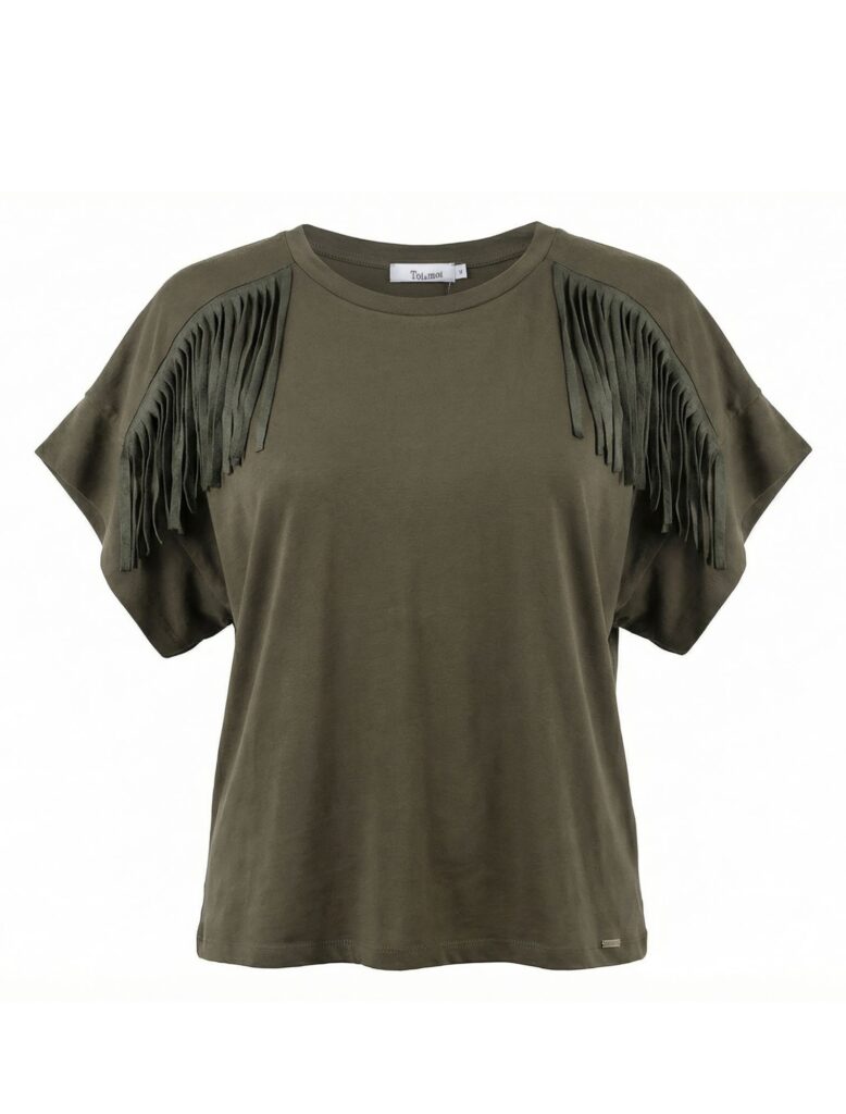 Toi & Moi γυναικείο t-shirt με suede κρόσσια 80-6787-126