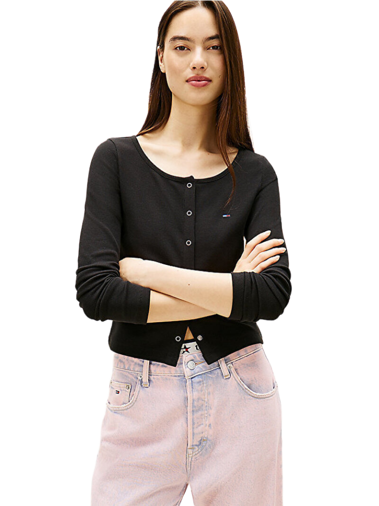 Tommy Hilfiger γυναικεία μακρυμάνικη μπλούζα slim fit με κουμπιά DW0DW22479