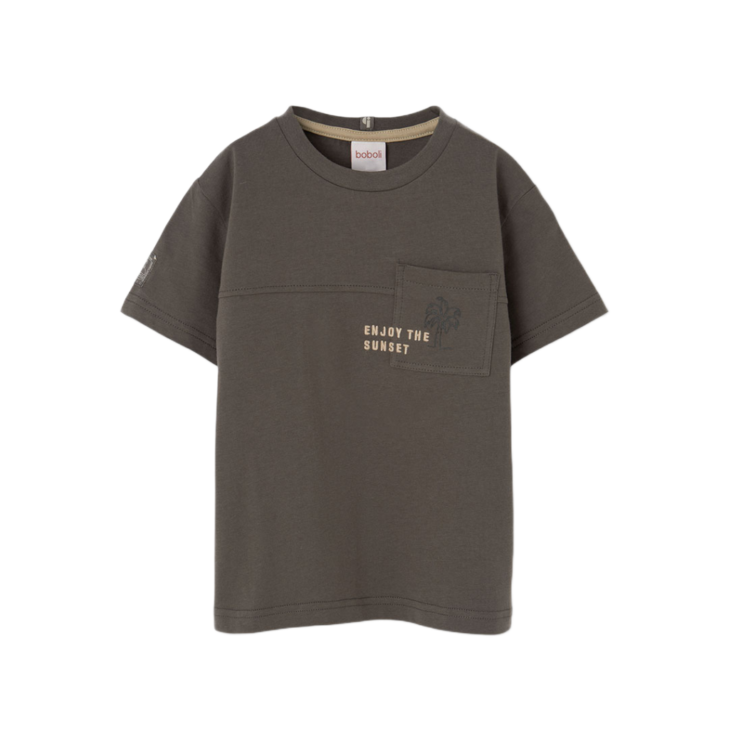 Boboli βαμβακερό t-shirt για αγόρι με τσέπη και τύπωμα 623089