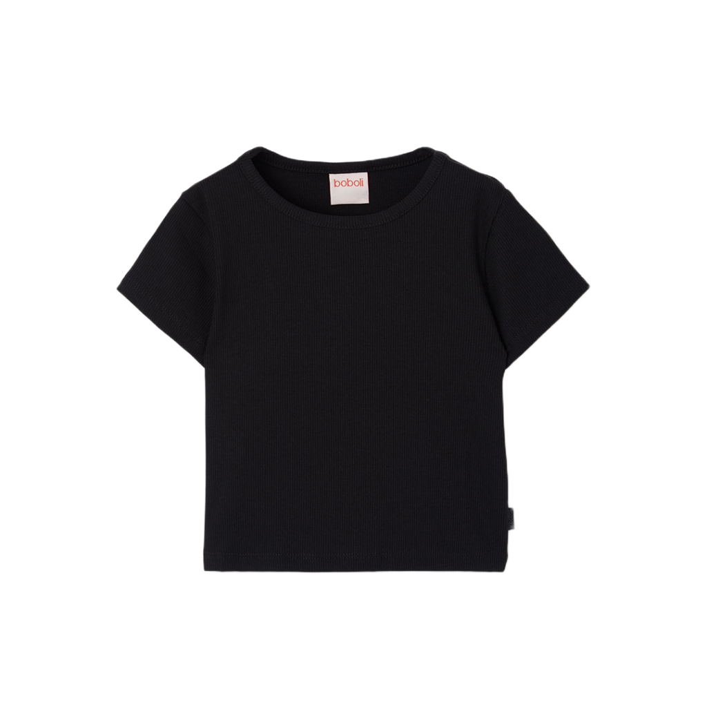 Boboli βαμβακερό ριμπ t-shirt για κορίτσι 493039 Boboli βαμβακερό ριμπ t-shirt για κορίτσι 493039