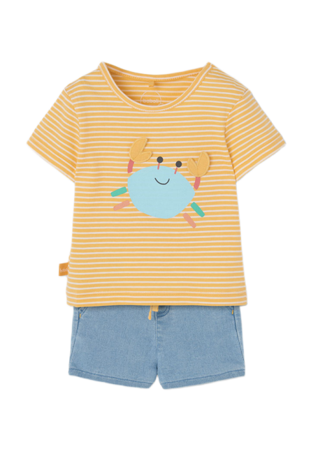 Boboli Newborn βρεφικό σετ μπλουζάκι με τζιν σορτσάκι για μωρό αγόρι 243098