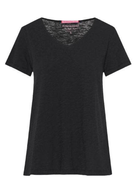 Funky Buddha γυναικείο μονόχρωμο t-shirt V FBL013-100-04