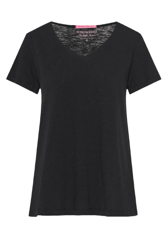 Funky Buddha γυναικείο μονόχρωμο t-shirt V FBL013-100-04